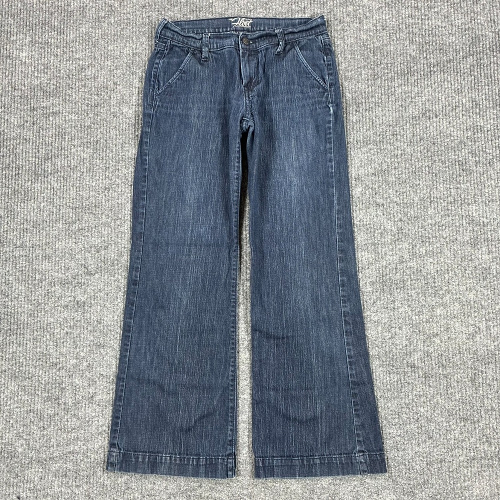 Old Navy The Flirt Wide Leg Jeans Womens 2 Regular Medium Wash Stretch Low Rise